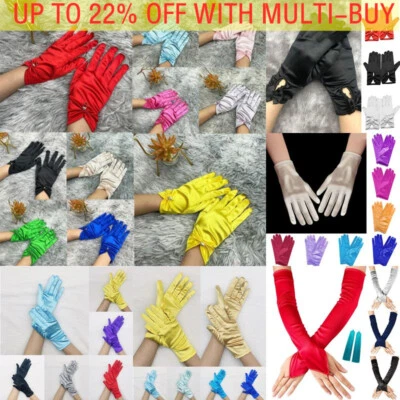 £5.17 • Buy Hot Ladies Short Wrist Gloves Smooth Satin For Party Dress Prom Evening Wedding