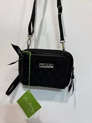 Vera Bradley CLASSIC Black On The Square Wristlet Wallet Phone Crossbody $68 • $29.50