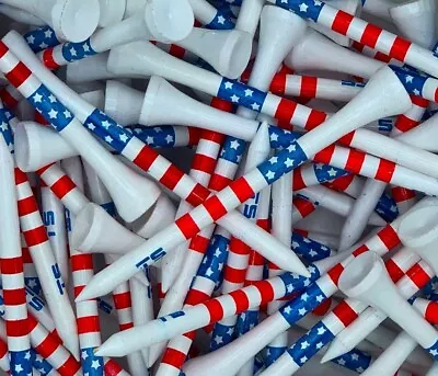 Golf Tees New Wood Bamboo 3 1/4  Truestrike Stars And Stripes USA Golf Tees • $8.95