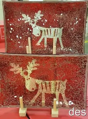 LENOX ~  Set Of 2 MOSAIC REINDEER PLATES/ TRAY Holiday  Beautiful!  New In BOX • $29.99