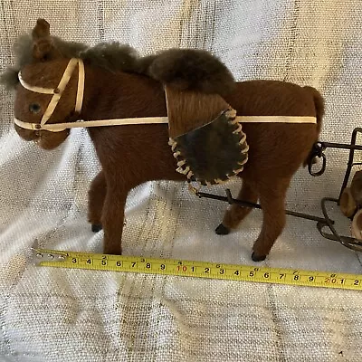 Vintage Mini Horsehair Horse And Cart • $39.99