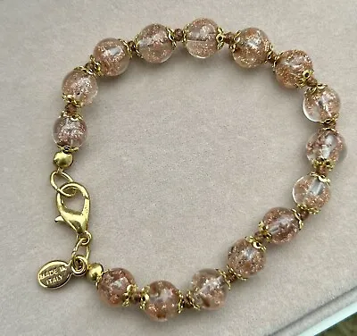 Vintage Rose Gold Italian Murano Glass Bracelet • $28