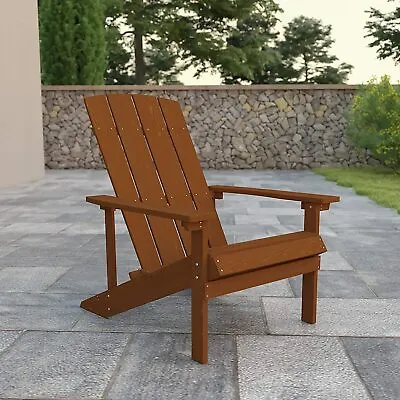 $225.78 • Buy Classic Adirondack Chair Indoor/Outdoor Poolside Seat Wood-Look Polyresin Brown