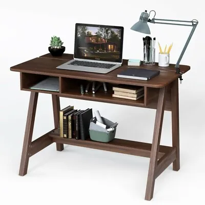 Mid Century Writing Working Desk Hidden Compartment Makeup Table W/ Storage Cube • $203.96