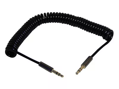 Coiled 1M - 3.5mm Jack Plug To Plug Male Cable - Audio Lead For Aux/iPod/iPhone • £3.99