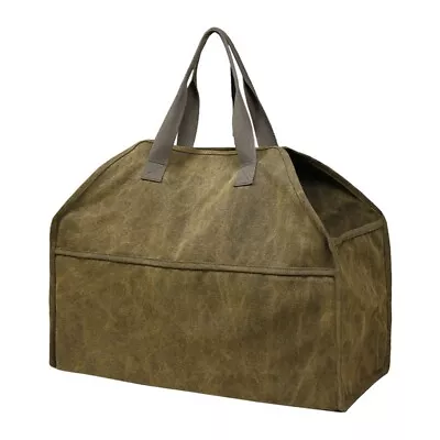 Retro Mud Color Firewood Carrier Bag For Fireplace And Outdoor Activities • $49.77