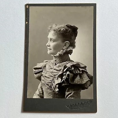 Antique Cabinet Card Photograph Beautiful Fashionable Woman Great Dress Boone IA • $124.95