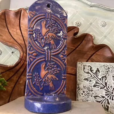 Mercer Moravian Pottery & Tile Works Rare Wall Hanging Candle Holder Bird Blue • $95