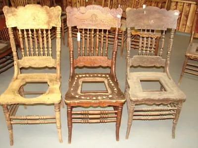 #63 - 2 Antique Pressed Back Chairs W/Lion Face & Spiral Spindles - Restoration  • $199.99