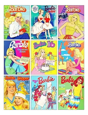 Set Of 9 Vintage Retro 1980's Barbie Book Covers Colorful Cotton FABRIC Images • $14.80