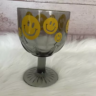 Vintage Happy Face Goblet/Drinking Glass Hippie Groovy Smiley • $16.99