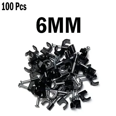 Cable ClipsWall Clips Wall Tacks Black N SHAPE 6mm Small - 100 PACK • £2.90