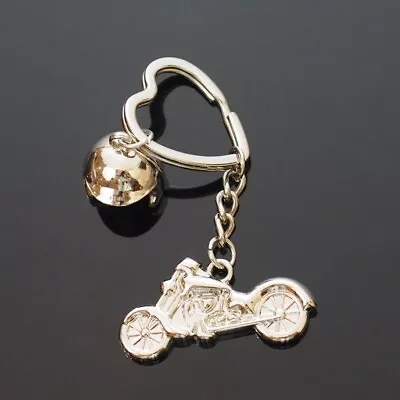 Motorcycle & Helmet Keychain Pendant Heart Shaped Key Ring Love Ride Cool Gift • $6.99