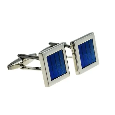 £7.99 • Buy New Blue Holographic Striped Square Cufflinks X2f007/102.09  Free Pouch