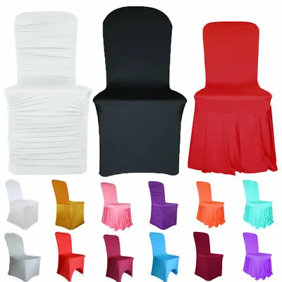 £3.89 • Buy Time To Sparkle 1-100pcs Chair Covers Slip Spandex Stretch Ruched Skirt Wedding