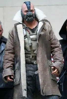 Men's Bane Coat Genuine Got Hide Leather Buffing Brown Trench Dark Knight Rises • $111.89