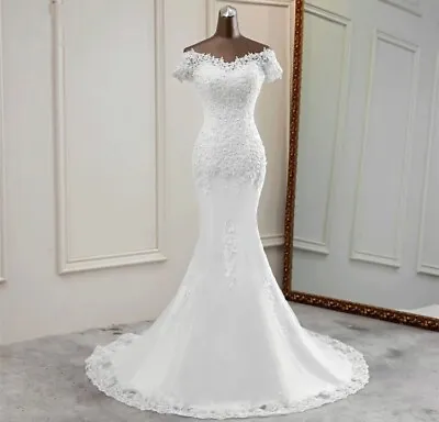 White Or Ivory Mermaid Wedding Dress Sz 2-20W  • $183