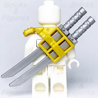 LEGO® Ninjago Gold Ninja Shoulder Pad Scabbard & 2 X Flat Silver Katana Swords • $11.99
