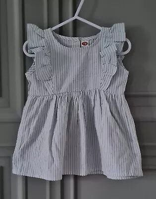 Baby Girl Ruffle Shoulder Dress Size 9 To 12 Months Bnwot  • £0.99