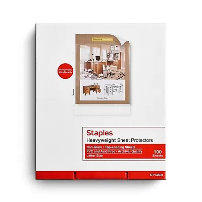 Staples Heavy Weight Sheet Protectors 8.5  X 11  (US Letter) Clear 100/BX • $11.17