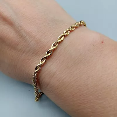 Gold Tone Braided Bracelet Anklet Vintage Estate 7.5  Classy American Showcase • $13.99