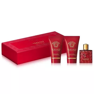 Versace Eros Flame 3 Pc Set For Men Aftershave Shower Gel EDP Mini Perfume • $29.95