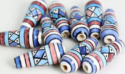 £6.50 • Buy Ceramic Glazed Hair -Crafts  BEADS Geometrical - Hand Painted In Peru  V053 Drop