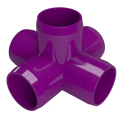 1/2  5-Way PVC Cross Fitting Purple (10-PK) FORMUFIT Furniture Grade USA Made • $34.99