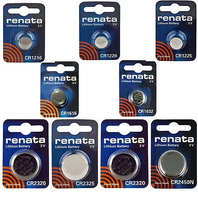 Renata Batteries CR 1216 1220 1225 1616 1632 2320 2325 2430 2450 2016 2025 2032 • £0.99