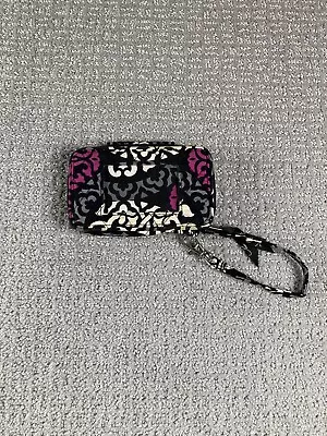 Vera Bradley  Baroque  Pattern All In One Wristlet Snap & Zip Wallet Black 5.5”L • $11