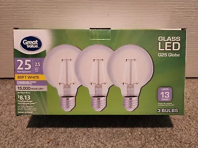 Great Value LED Light Bulb G25 25W Eqv. Softwhite E26 Base 3 Pack • $13.98
