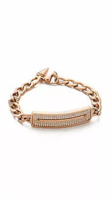 Rebecca Minkoff Rose Gold Tone Pave ID Chain Bracelet $128 • $25.59