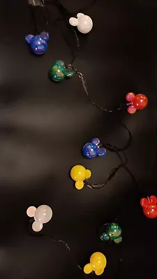 Disney World 10 Multicolored Mickey Mouse Holiday Lights 11 Ft HTF • $35
