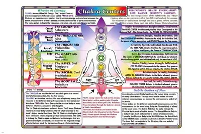 CHAKRA CENTERS CHART Very Detailed Poster 20x30 New Age Health TOP NOTCH  - VY2 • £9.63