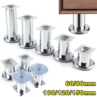 4 X Furniture Foot Wardrobe Foot Bed Feet Sofa Feet Furniture Leg Base Chrome • £9.99