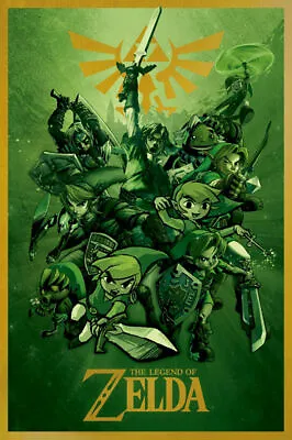 ZELDA - LINK COLLAGE POSTER 24x36 - 3494 • $12.50