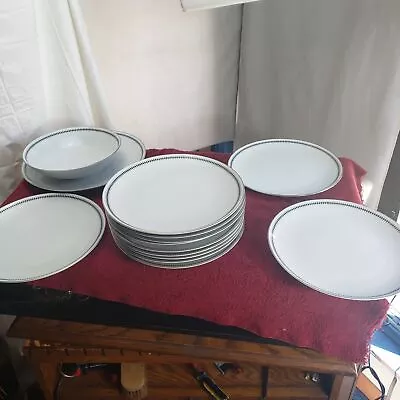 14 Pc. Mikasa Starlight 5560 Dinnerware Set White Blue Multiple Plates And Bowls • $137