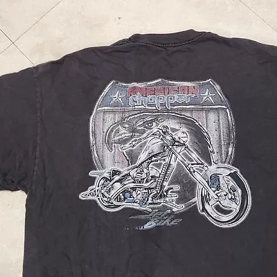 American Chopper Mens XL Jet Bike Motorcycle Eagle Biker Black Faded T Shirt • $18.95