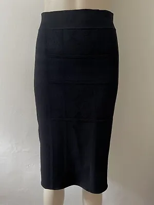 $75 • Buy SCANLAN THEODORE Black Crepe Knit Midi Skirt M