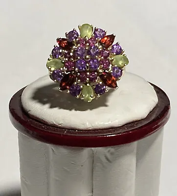10K Yellow Gold Multiple Color  Gemstone Ring Size 6.25 • $385