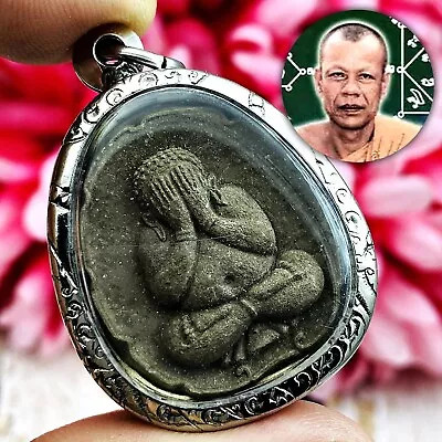 Pidta Close Eye Buddha Ash Life Survive Protect Lp Dum Be2543 Thai Amulet #16825 • $46.77