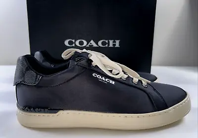 COACH Men's Shoes Sneaker Size 11.5 Black CLIP NYLON SIG C Heel Low Top $128 NEW • $87.60