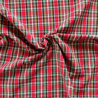 £0.99 • Buy 100% Cotton Fabric Tartan Check Royal Stewart Scottish Kilt