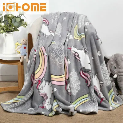 Unicorn Fleece Blanket Sofa Bed Throw Soft Warm Large Blanket Kids Girls Baby • £12.99