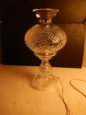 Waterford Cut Crystal Alana Inishmore Boudoir Electric Hurricane Table Lamp 14   • $345