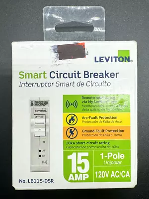 Leviton Smart Circuit Breaker Single Pole 15 Amp LB115-DSR Factory Sealed W-2 • $53