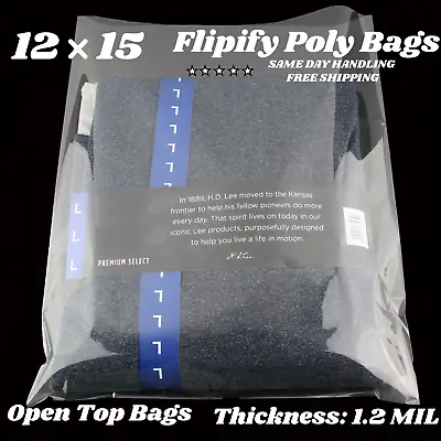 12x15 Clear Poly Bags Large Plastic Packaging Open Flat Packing T-Shirt Apparel • $10.90