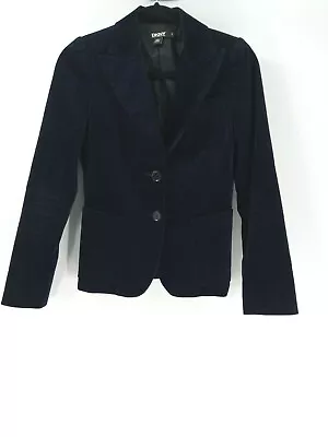 Women's DKNY Blue Velvet 2 Button Blazer Size 2 • $24.99