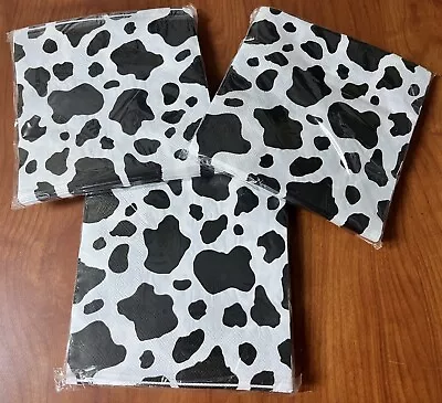 Unbranded Cow Print Paper Luncheon Party Napkins Set Of 3 Packages New Packages • £10.02