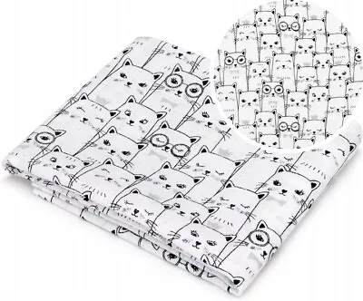 ✅1 X LARGE 70X80CM CATS COTTON BABY MUSLIN SQUARES CLOTHS COMFORTER BURP TOWEL • £3.87